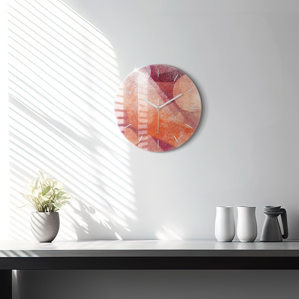 Kulaté skleněné hodiny s fotkou Geometrická abstrakce