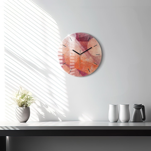 Kulaté skleněné hodiny s fotkou Geometrická abstrakce