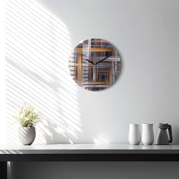 Kulaté skleněné hodiny s fotkou Geometrická abstrakce