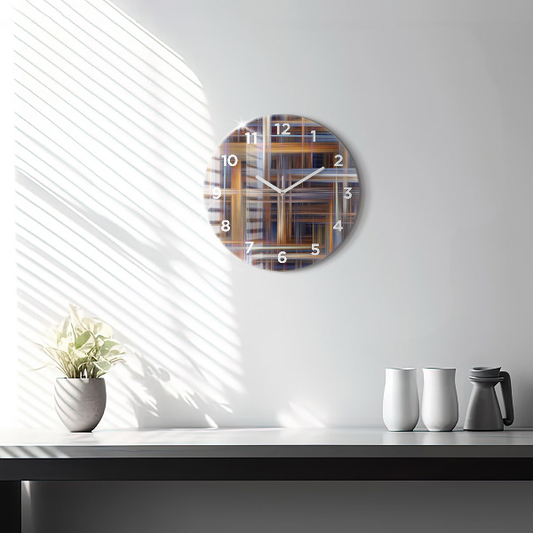 Kulaté skleněné hodiny s fotkou Geometrická abstrakce