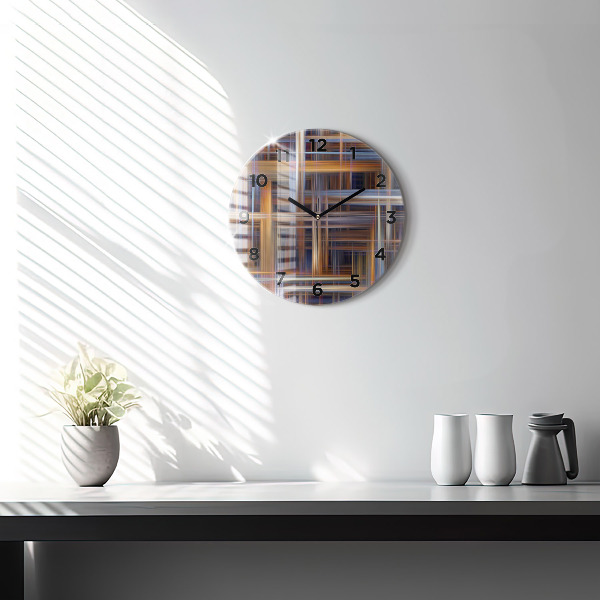 Kulaté skleněné hodiny s fotkou Geometrická abstrakce