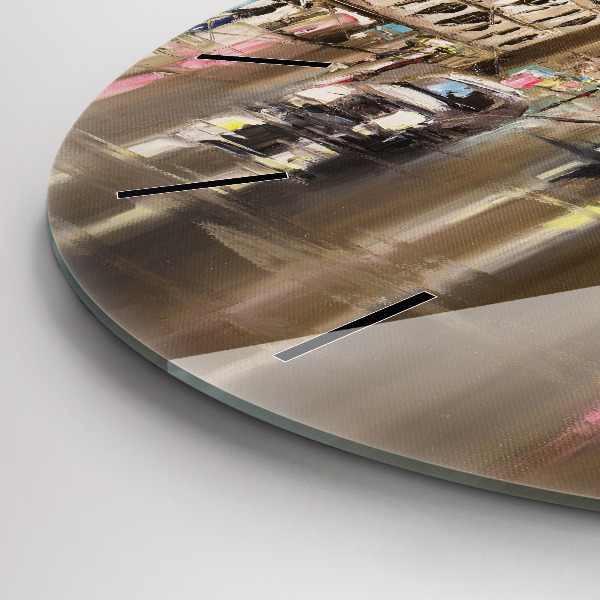 Kulaté skleněné hodiny s fotkou Architektura města Paříže