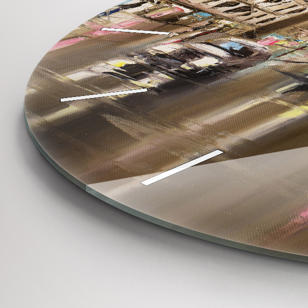 Kulaté skleněné hodiny s fotkou Architektura města Paříže