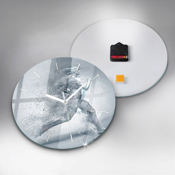 Kulaté skleněné hodiny s fotkou Běžící muž