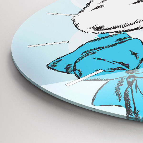 Kulaté skleněné hodiny s fotkou Psí štěně