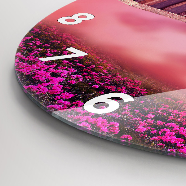 Kulaté skleněné hodiny s fotkou Ptačí budka