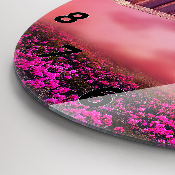 Kulaté skleněné hodiny s fotkou Ptačí budka