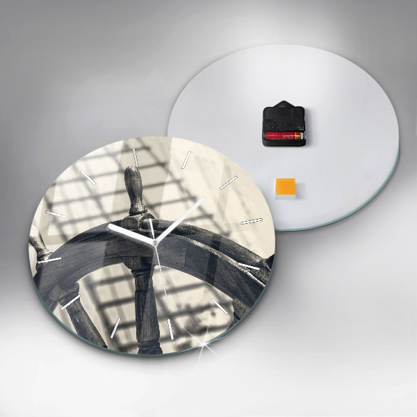 Kulaté skleněné hodiny s fotkou Starobylá loď