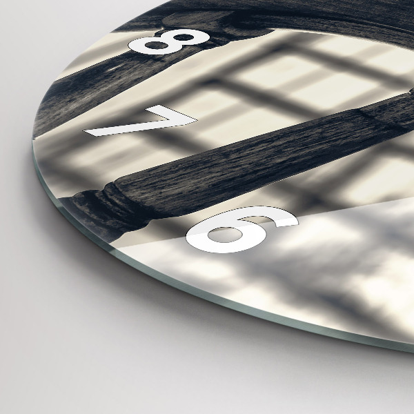 Kulaté skleněné hodiny s fotkou Starobylá loď