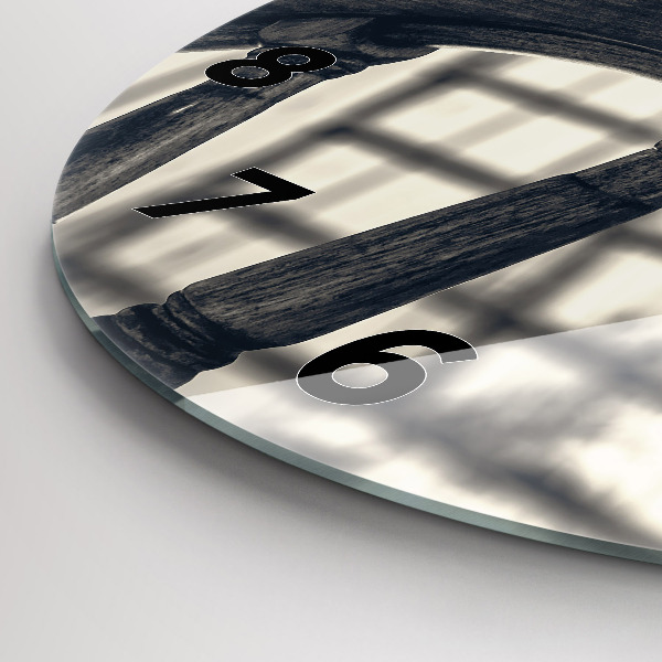 Kulaté skleněné hodiny s fotkou Starobylá loď