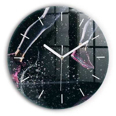 Kulaté skleněné hodiny s fotkou Zdravý životní styl - běh