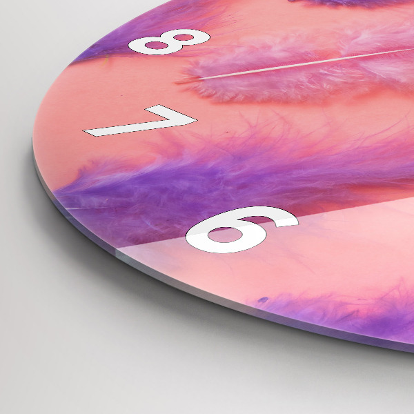 Kulaté skleněné hodiny s fotkou Barevné peří