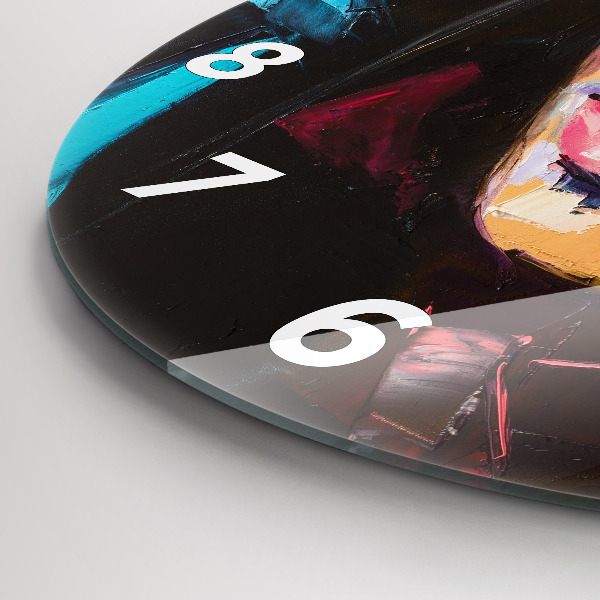 Kulaté skleněné hodiny s fotkou Portrét ženy