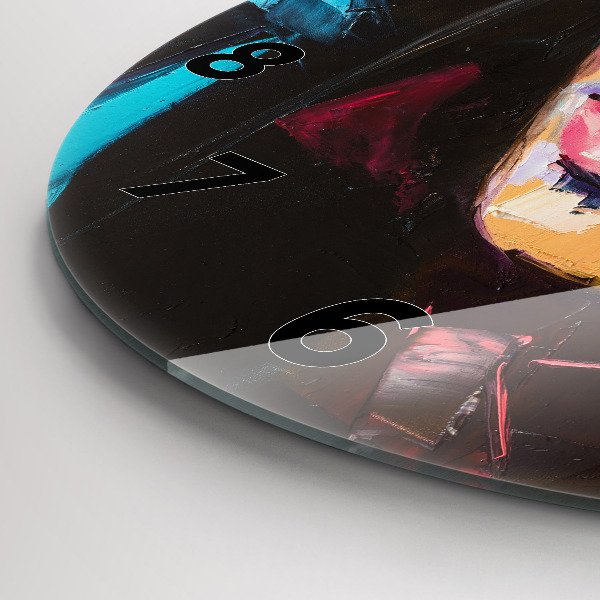 Kulaté skleněné hodiny s fotkou Portrét ženy