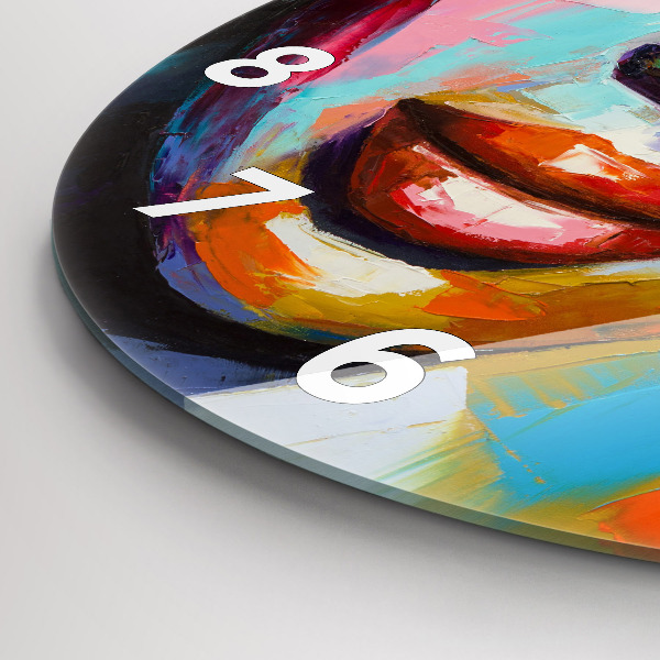 hodiny na skle Barevná tvář ženy