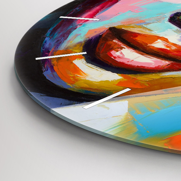 hodiny na skle Barevná tvář ženy