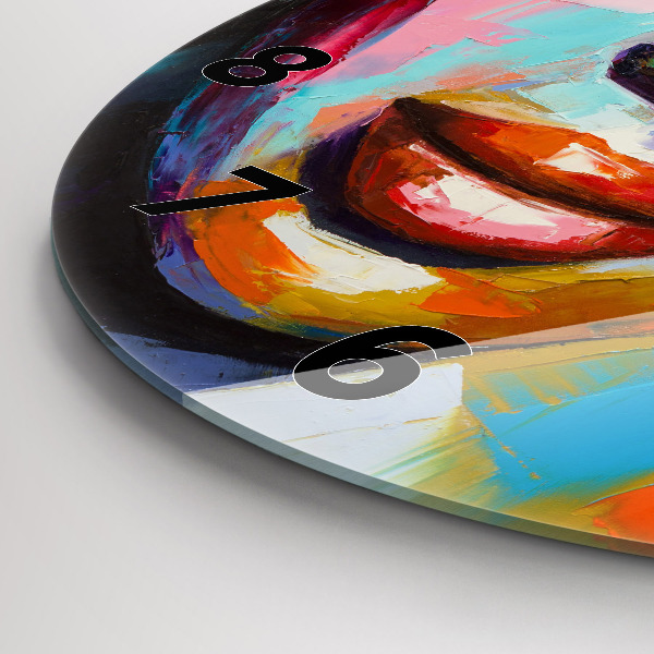 hodiny na skle Barevná tvář ženy