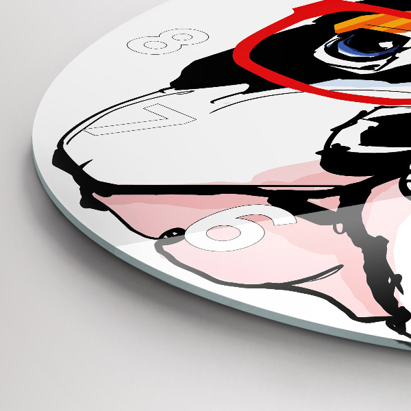 hodiny na skle Francouzský buldok s brýlemi