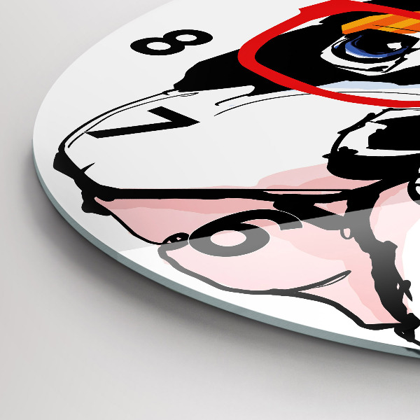 hodiny na skle Francouzský buldok s brýlemi