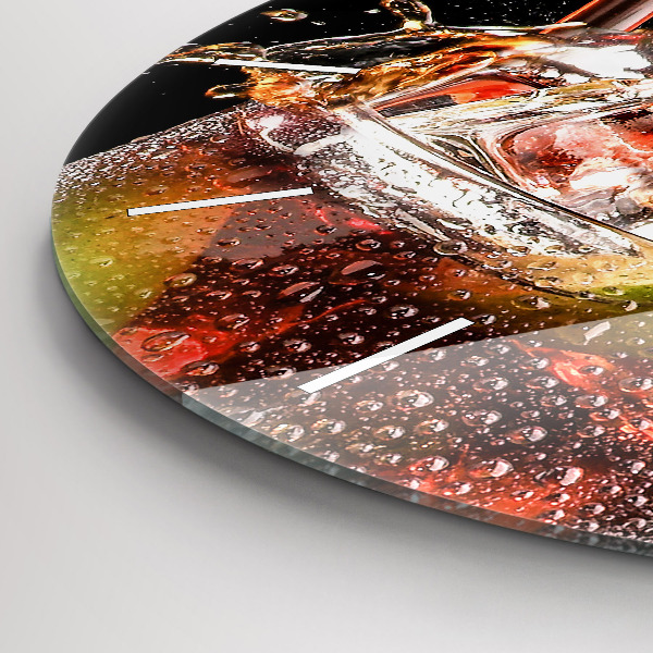 Kulaté skleněné hodiny s fotkou Nápoj na skalách