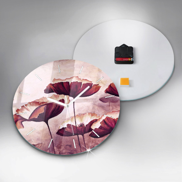 hodiny na skle Kvetoucí máky