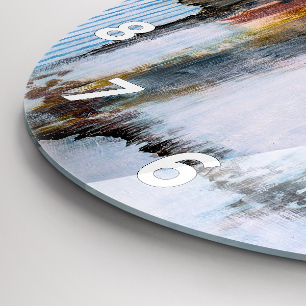 Kulaté skleněné hodiny s fotkou Abstrakce