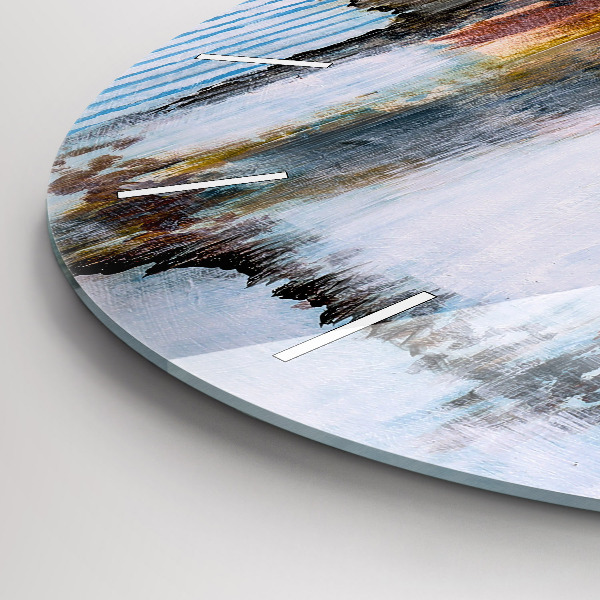 Kulaté skleněné hodiny s fotkou Abstrakce