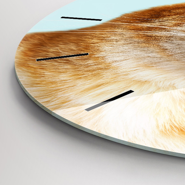 Kulaté skleněné hodiny s fotkou Legrační kočka s brýlemi