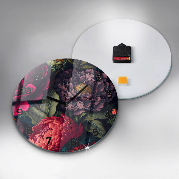 hodiny na skle Vintage kytice květin