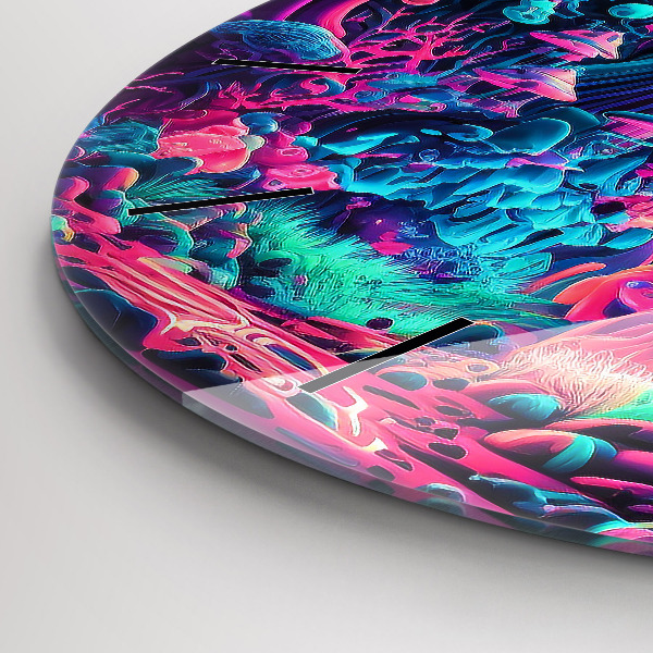 hodiny na skle Neonové houby