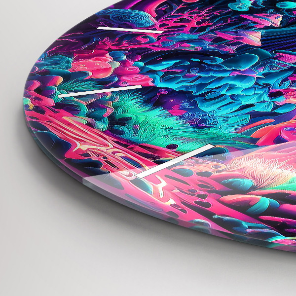 hodiny na skle Neonové houby