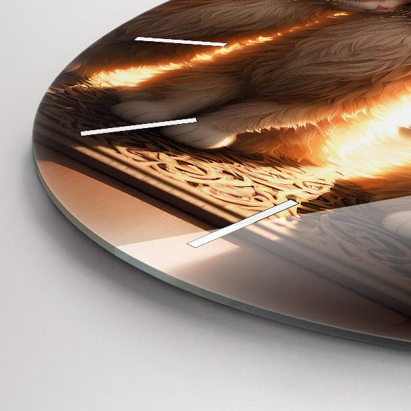 hodiny na skle Čtyři kočky na slunci