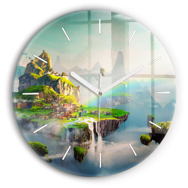 Kulaté skleněné hodiny s fotkou Čínská fantazie