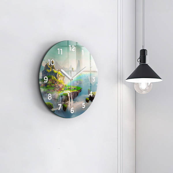 Kulaté skleněné hodiny s fotkou Čínská fantazie