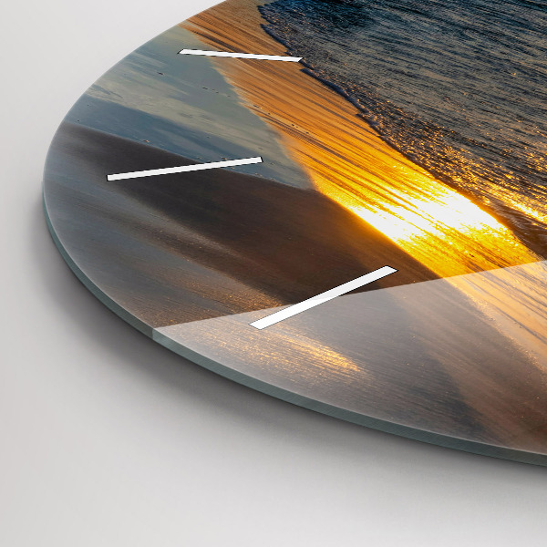 Kulaté skleněné hodiny s fotkou Władysławowo Baltské moře