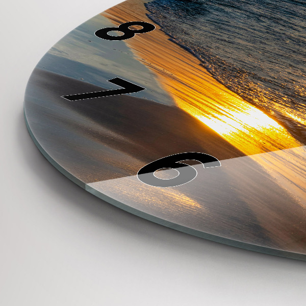 Kulaté skleněné hodiny s fotkou Władysławowo Baltské moře