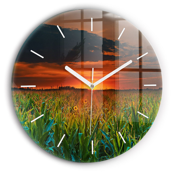 hodiny na skle Slunečnice na louce