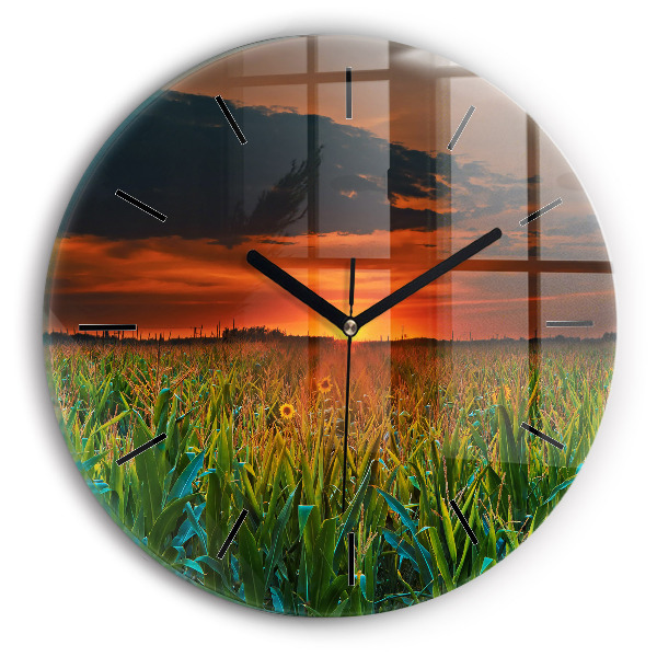 hodiny na skle Slunečnice na louce