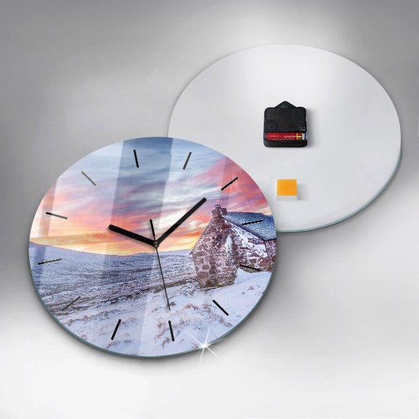 hodiny na skle Chata v horách