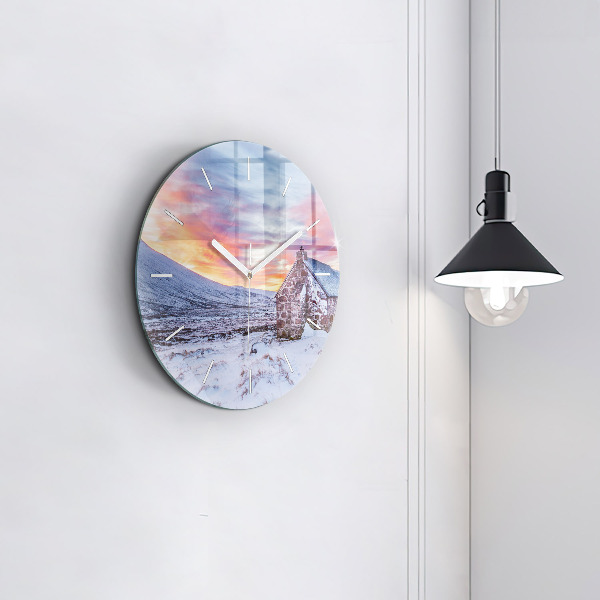 hodiny na skle Chata v horách