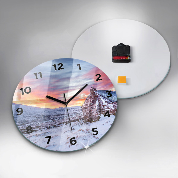 hodiny na skle Chata v horách