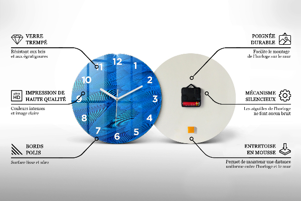 Kulaté skleněné hodiny s fotkou Islandský vodopád a skály