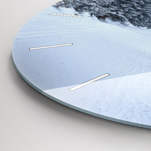 Kulaté skleněné hodiny s fotkou České Krkonoše v zimě