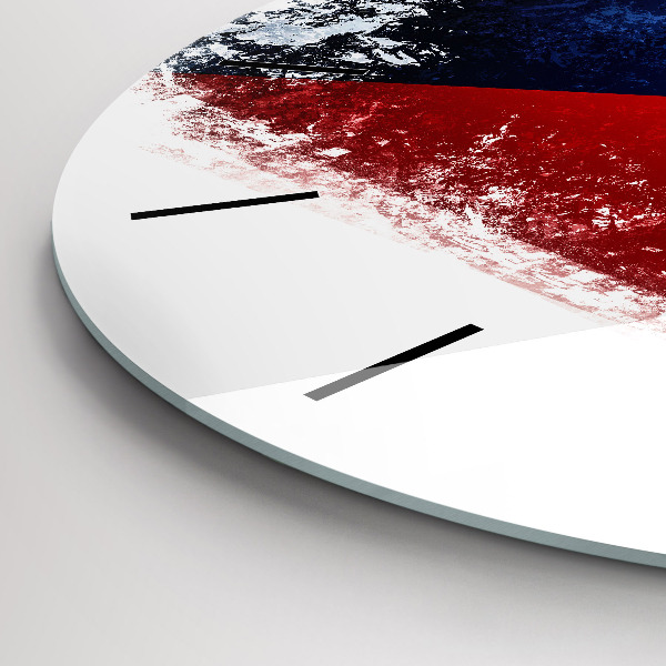 Kulaté skleněné hodiny s fotkou Vlajka České republiky
