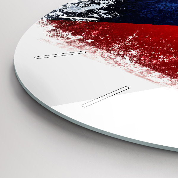 Kulaté skleněné hodiny s fotkou Vlajka České republiky
