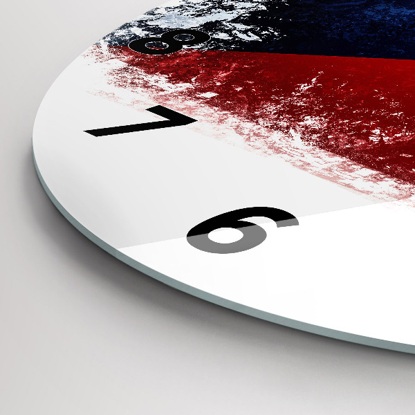 Kulaté skleněné hodiny s fotkou Vlajka České republiky