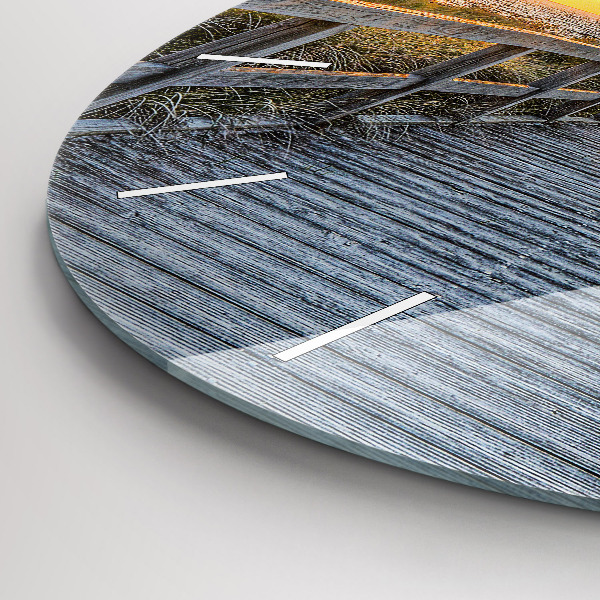 Kulaté skleněné hodiny s fotkou Dovolená na pláži