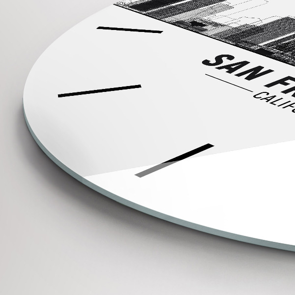 Kulaté skleněné hodiny s fotkou Panorama San Francisca