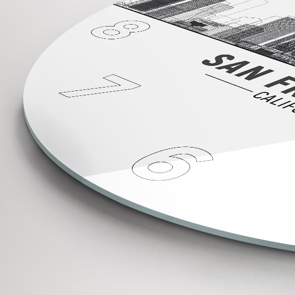 Kulaté skleněné hodiny s fotkou Panorama San Francisca