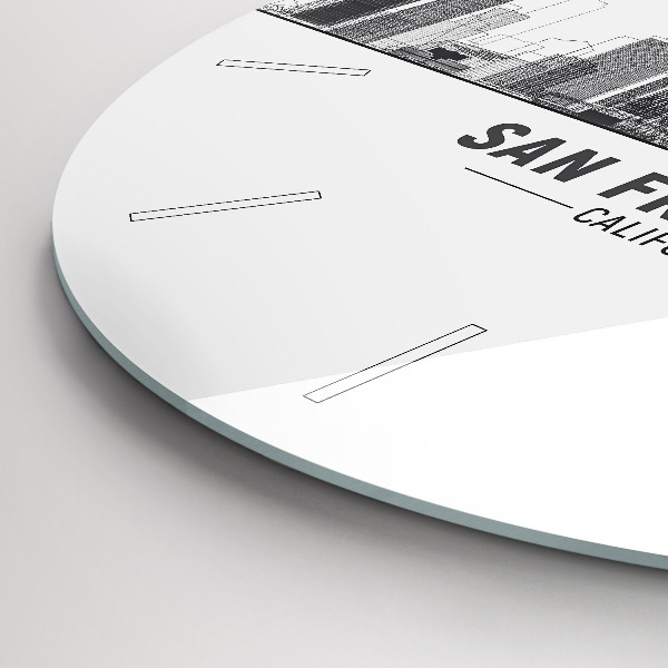 Kulaté skleněné hodiny s fotkou Panorama San Francisca